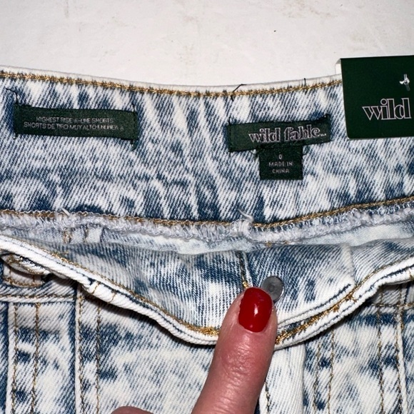 WILD Fable Womens Highest Rise A-Line Denim Shorts Pleated Raw Hem Lt. Blue - Picture 11 of 11